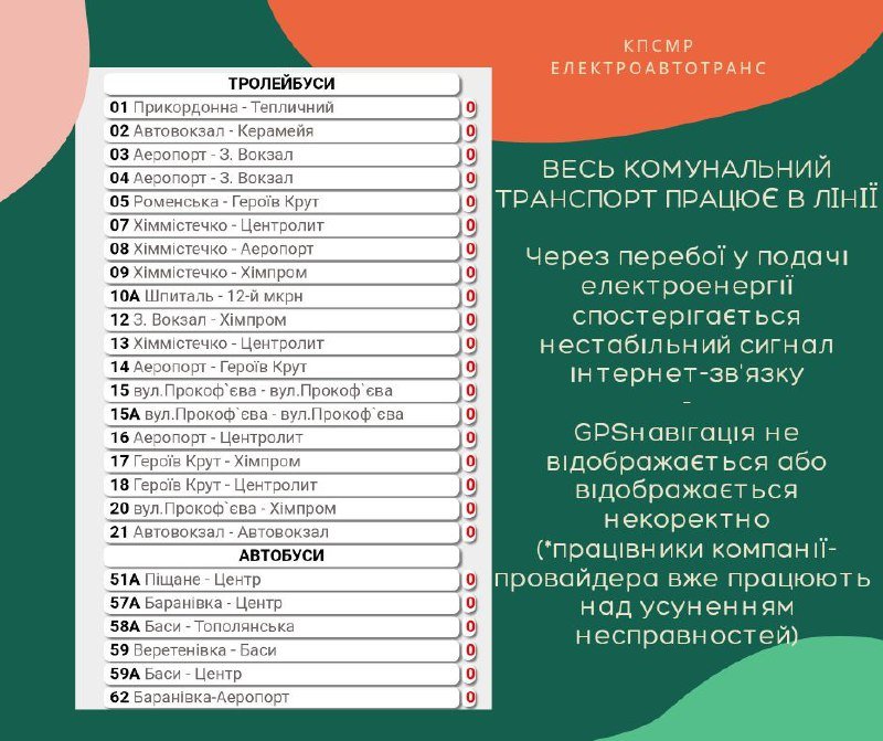 У Сумах не працює GPS-навігація комунального транспорту
