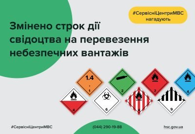 Змінено строк дії свідоцтва про допущення транспортних засобів до перевезення визначених небезпечних вантажів