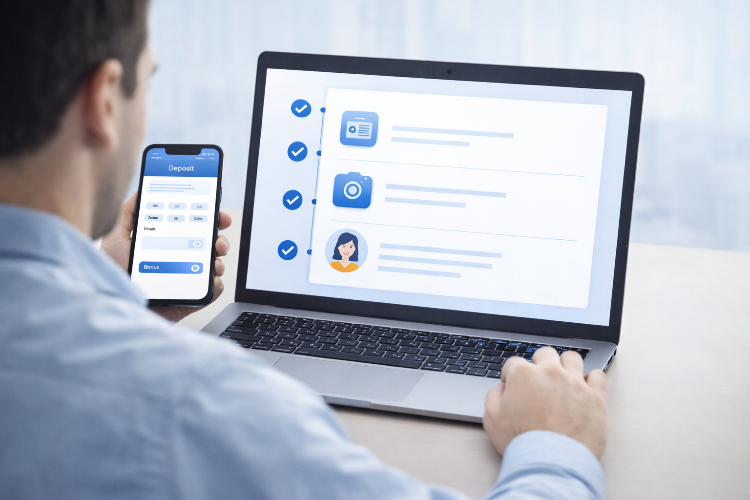 Гравець проходить KYC та налаштовує перший депозит з бонусом у ліцензованому онлайн-казино Гравець проходить KYC та налаштовує перший депозит з бонусом у ліцензованому онлайн-казино